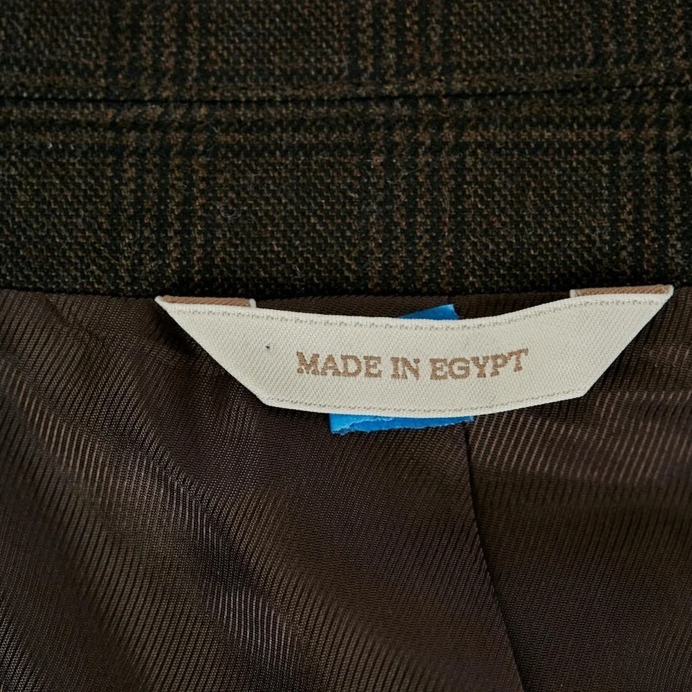 Banana Republic Vintage Men's 44R Brown Plaid Blazer Wool/Cotton‎ Sport Coat